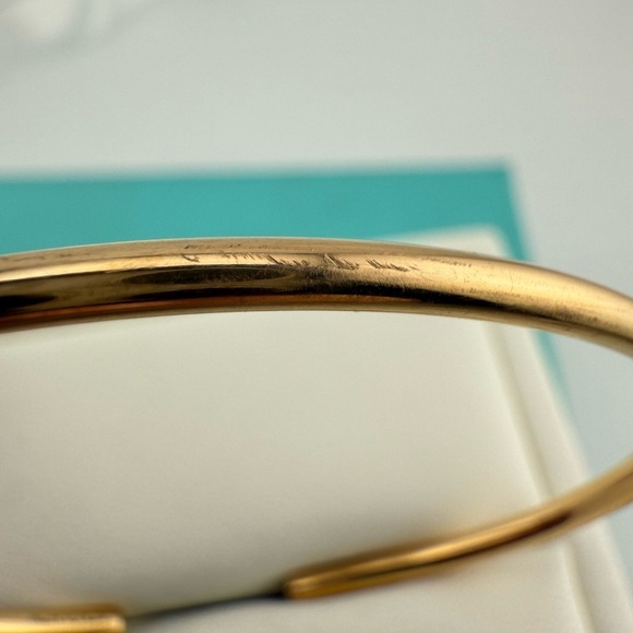 RARE Tiffany & Co. 18k Rubellite Yellow Gold Metro Wire Bangle Bracelet - Picture 7 of 7